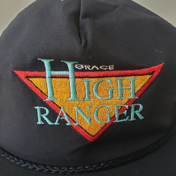 VINTAGE Grace High Ranger Hat Cap Strap Back Baseball Black K Brand Made in USA - Picture 2 of 9